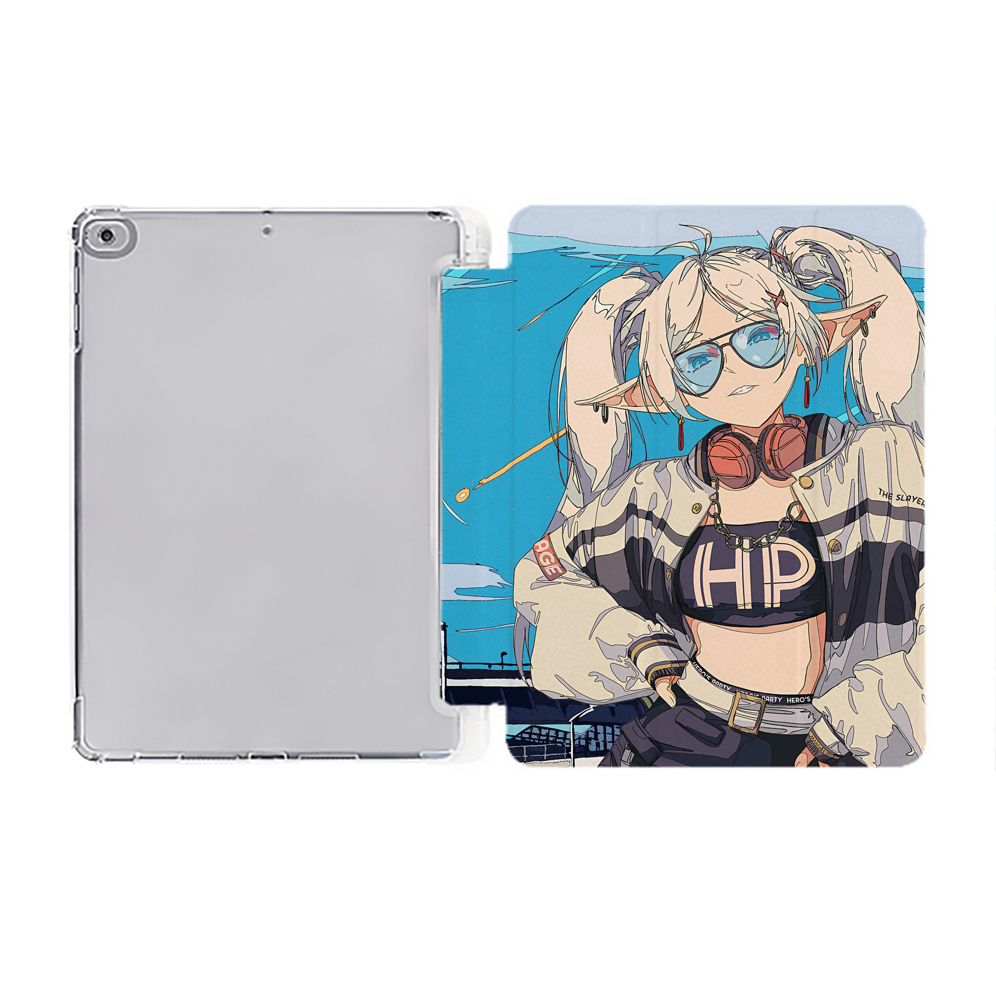 （画像用） 葬送のフリーレン Frieren IPad ケース ペン収納付き 三つ折りスタンド PUレザー×シリコン 対応機種9.5/10.5/10.9インチ